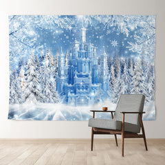 Aperturee - Frozen Blue Castle Forest Snowy Winter Backdrop