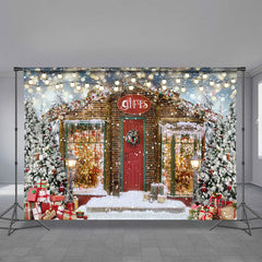 Aperturee - Gift Store Light Strip Snowy Christmas Backdrop