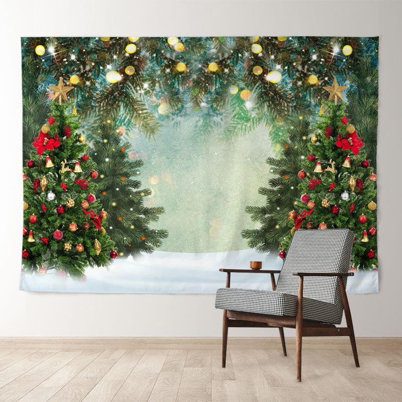 Aperturee - Glitter Bauble Forest Trees Christmas Backdrop