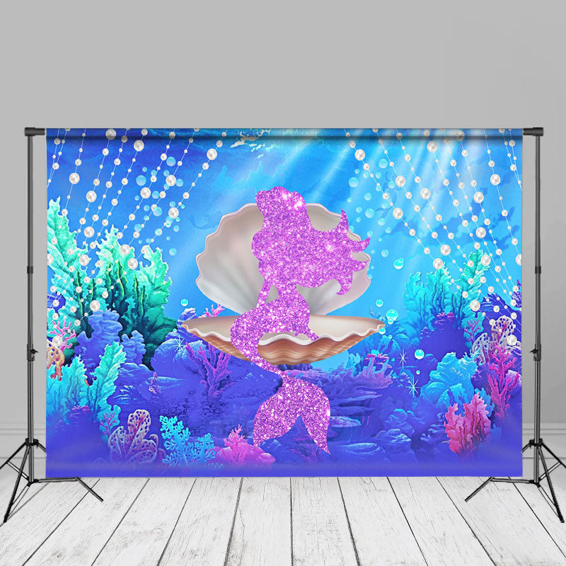 Aperturee - Glitter Mermaid Pearl Undersea Summer Photo Backdrop