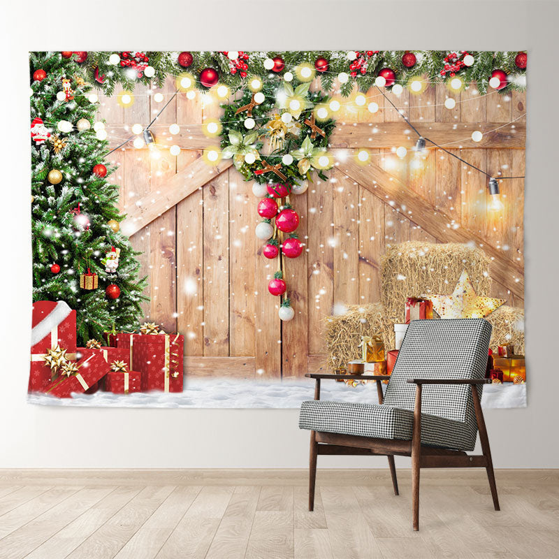 Aperturee - Glitter Snowy Merry Christmas Night Holiday Backdrop