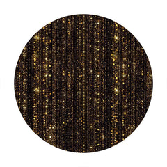 Aperturee - Gold Bokeh Glitter Round Black Birthday Backdrop