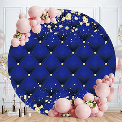 Aperturee - Gold Diamond Dark Blue Round Birthday Backdrop