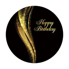 Aperturee - Gold Glitter Abstract Round Black Birthday Backdrop