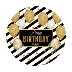 Aperturee - Gold Glitter Ballons Round Birtdhay Backdrop