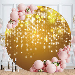 Aperturee - Gold Glitter Bokeh Round Birthday Party Backdrop