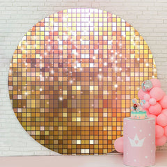 Aperturee - Gold Glitter Bokeh Round Happy Birthday Backdrop