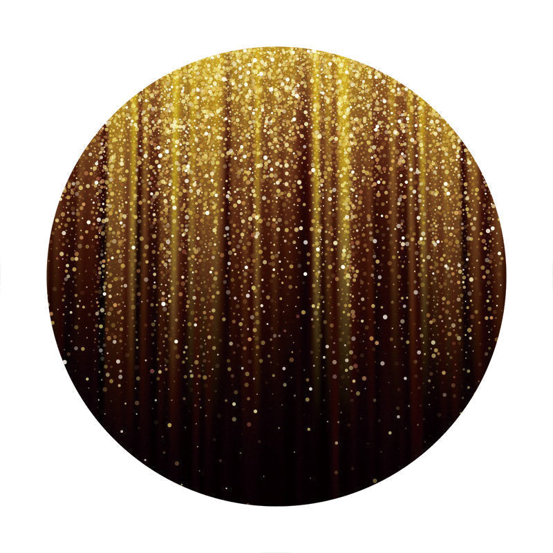 Aperturee - Gold Glitter Spot Round Black Birthday Backdrop