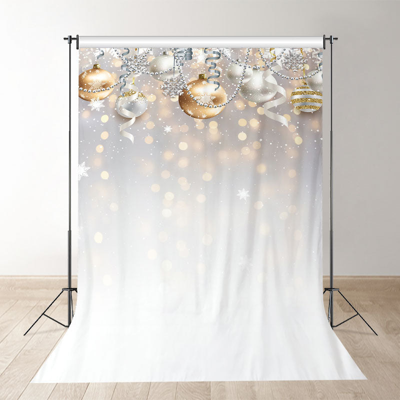 Aperturee - Gold Silver Bauble Ribbon Christmas Photo Backdrop