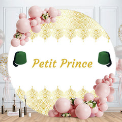 Aperturee - Gold White Petit Prince Round Baby Shower Backdrop