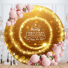 Aperturee - Golden Glitter Bokeh Round Christmas Backdrop