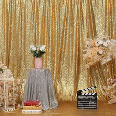 Aperturee - Golden Shimmery Sequin Fabric Photography Backdrop