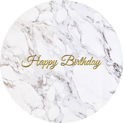 Aperturee - Grey Marble Texture Round Gold Birthday Backdrop