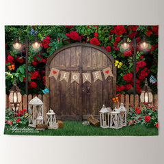 Aperturee - Grown Rose Butterfly Graden Valentine Backdrop