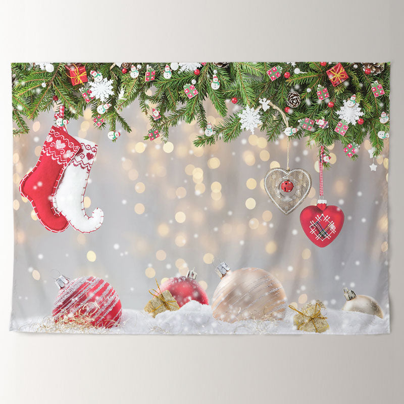 Aperturee - Heart Bauble Stockin Light Tree Christmas Backdrop