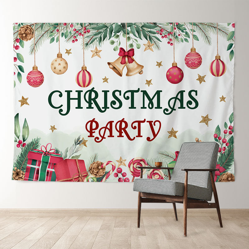 Aperturee - Jingle Bell Gold Star Christmas Party Backdrop