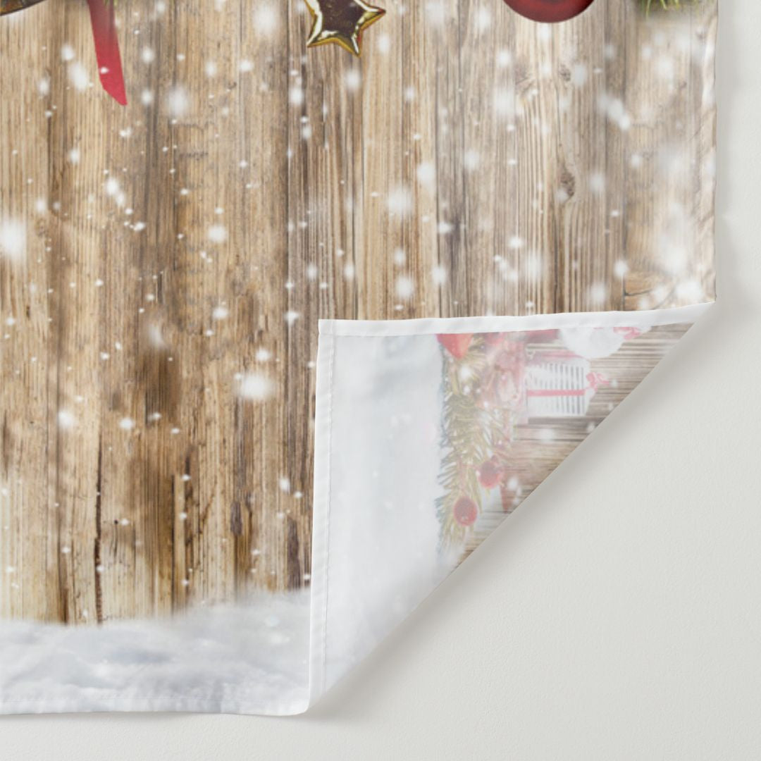 Aperturee - Jingle Bells Wooden Snowy Gift Christmas Backdrop