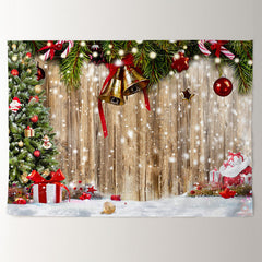 Aperturee - Jingle Bells Wooden Snowy Gift Christmas Backdrop