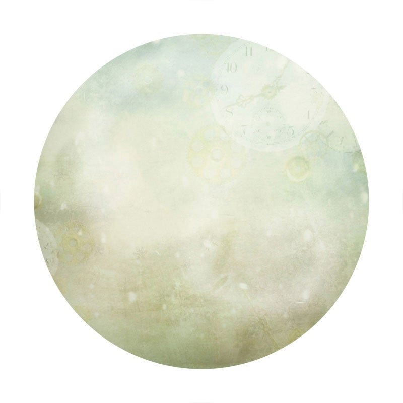 Aperturee - Light Green Clock Round Baby Shower Backdrop