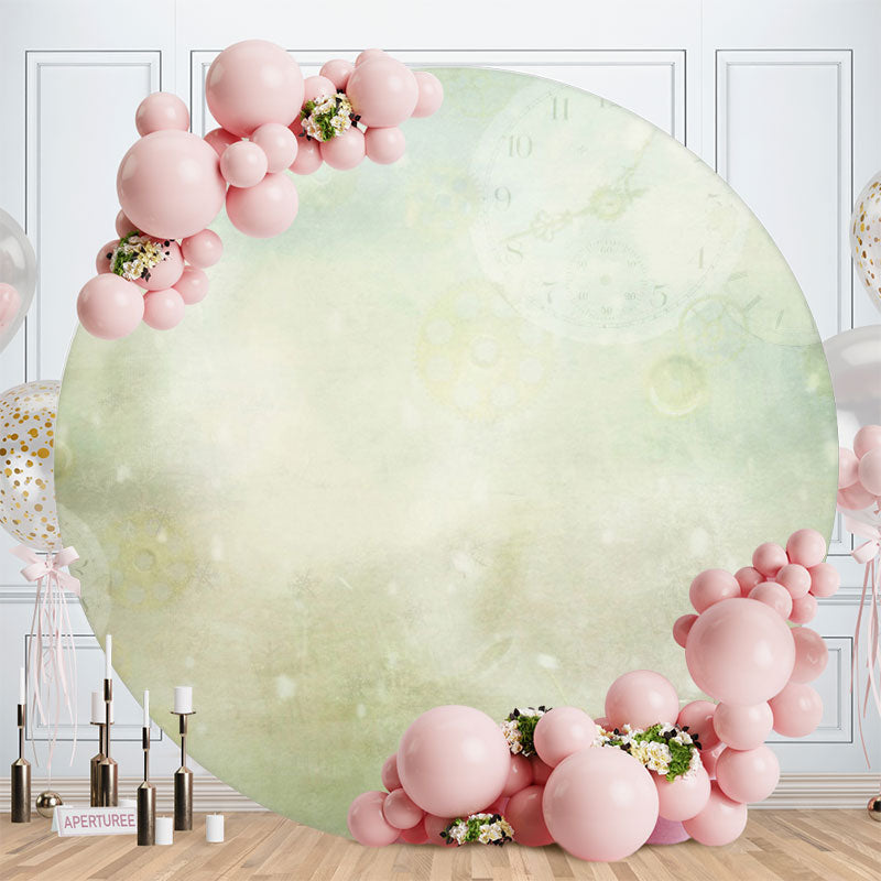 Aperturee - Light Green Clock Round Baby Shower Backdrop