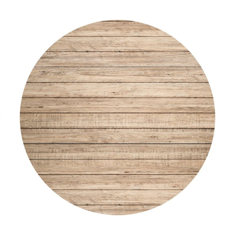 Aperturee - Light Khaki Wooden Round Birthday Party Backdrop