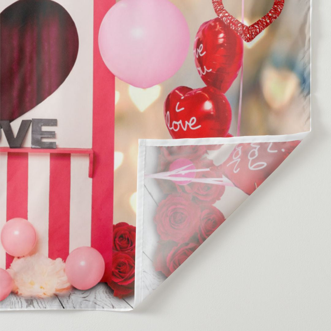 Aperturee - Love Theme Pink Balloons Valentines Photo Backdrop