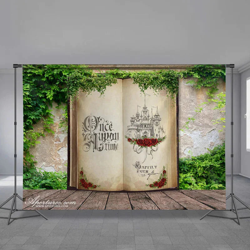 Aperturee - Magic Book Castle Greeny Wall Easter Photo Backdrop