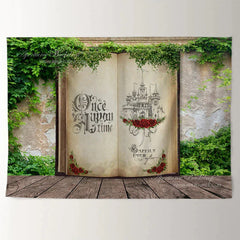 Aperturee - Magic Book Castle Greeny Wall Easter Photo Backdrop