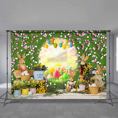 Aperturee - Magic Spring Floral Bunny Happy Easter Backdrop