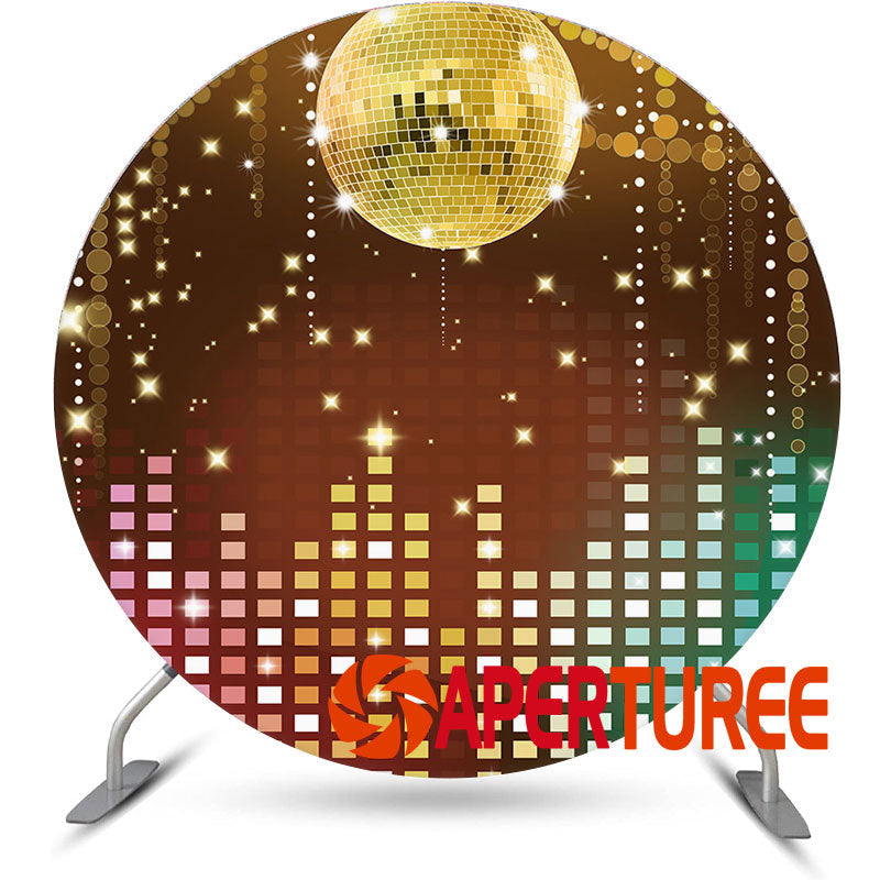 Aperturee - Mirror Ball Disco Night Round Birthday Backdrop