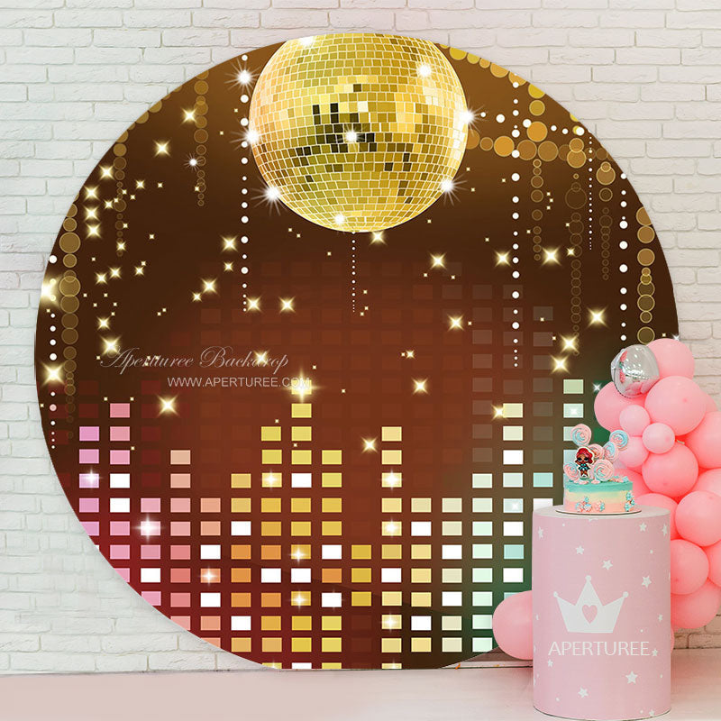 Aperturee - Mirror Ball Disco Night Round Birthday Backdrop