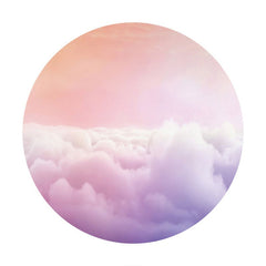 Aperturee - Nature Cloud Round Girls Baby Shower Backdrop