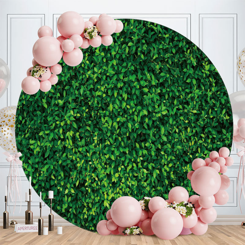 Aperturee - Nature Greeny Leaves Round Birthday Backdrops