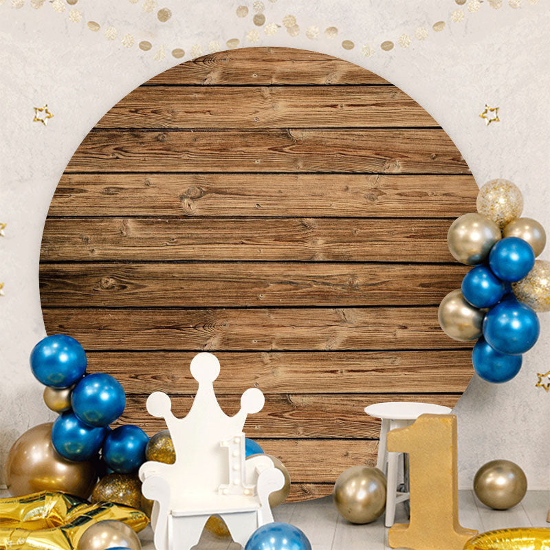 Aperturee - Nuture Brown Wooden Round Birthday Backdrops