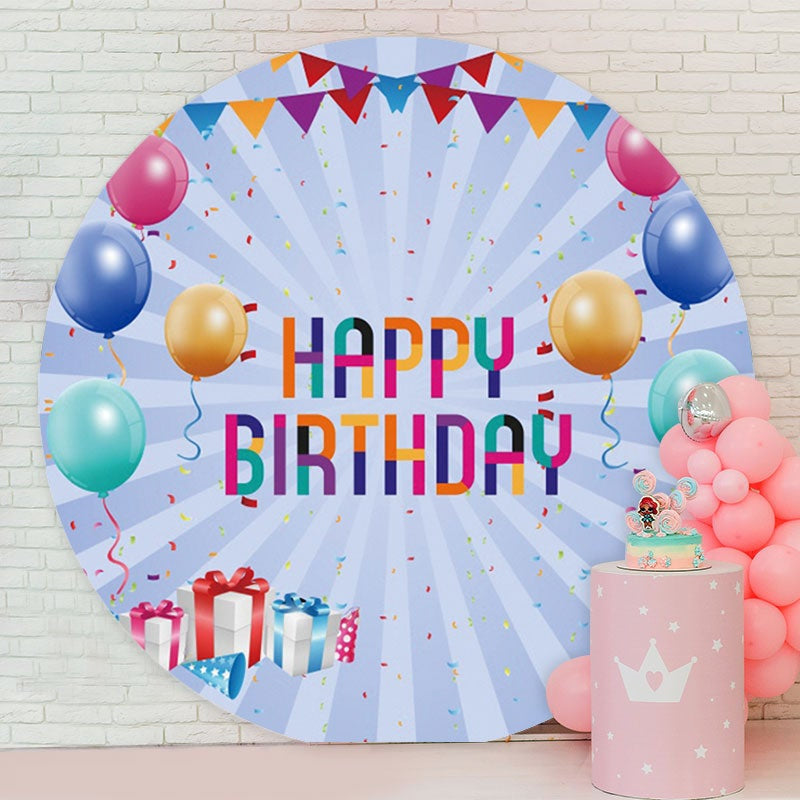 Aperturee - Party Ballons Round Purple Birthday Backdrop