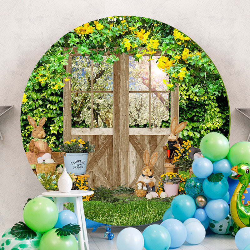 Aperturee - Peter Rabbit Floral Garden Easter Round Backdrop