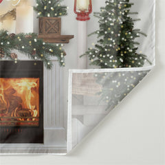 Aperturee - Pine Fireplace Warm Light Merry Christmas Backdrop