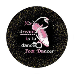 Aperturee - Pink Dancing Shoes Round Glitter Birthday Backdrop