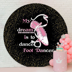 Aperturee - Pink Dancing Shoes Round Glitter Birthday Backdrop