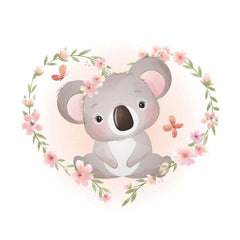 Aperturee - Pink Floral Kangaroo Round Baby Shower Backdrop