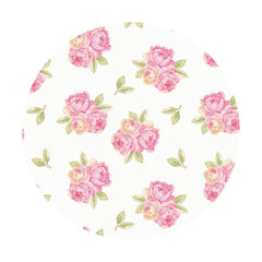 Aperturee - Pink Floral Round Green Leaves Birthday Bacdkrop