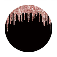 Aperturee - Pink Glitter Round Black Birthday Party Backdrop