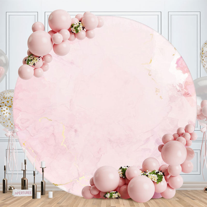 Aperturee - Pink Marble Texture Round Birthday Backdrops