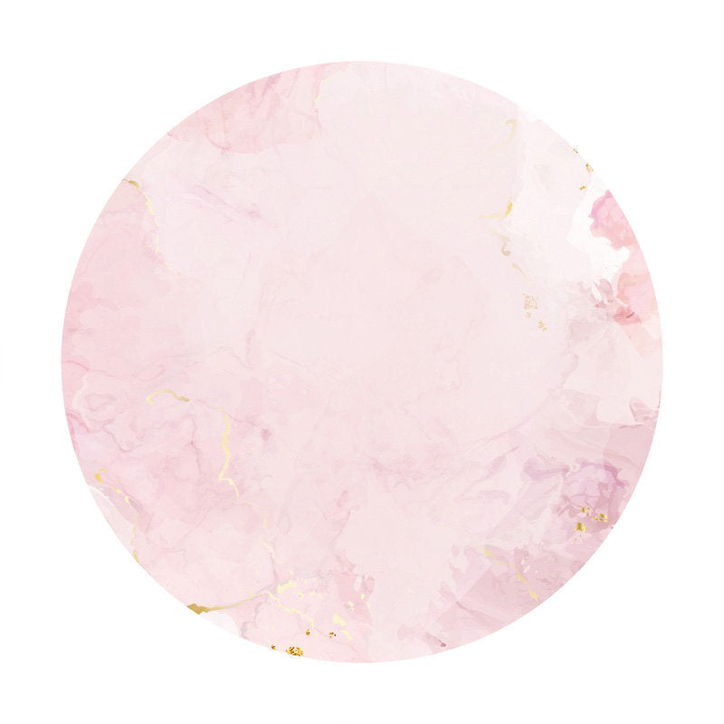 Aperturee - Pink Marble Texture Round Birthday Backdrops