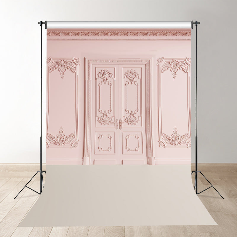 Aperturee - Pink Ornate Carving Door Backdrop For Photo Booth