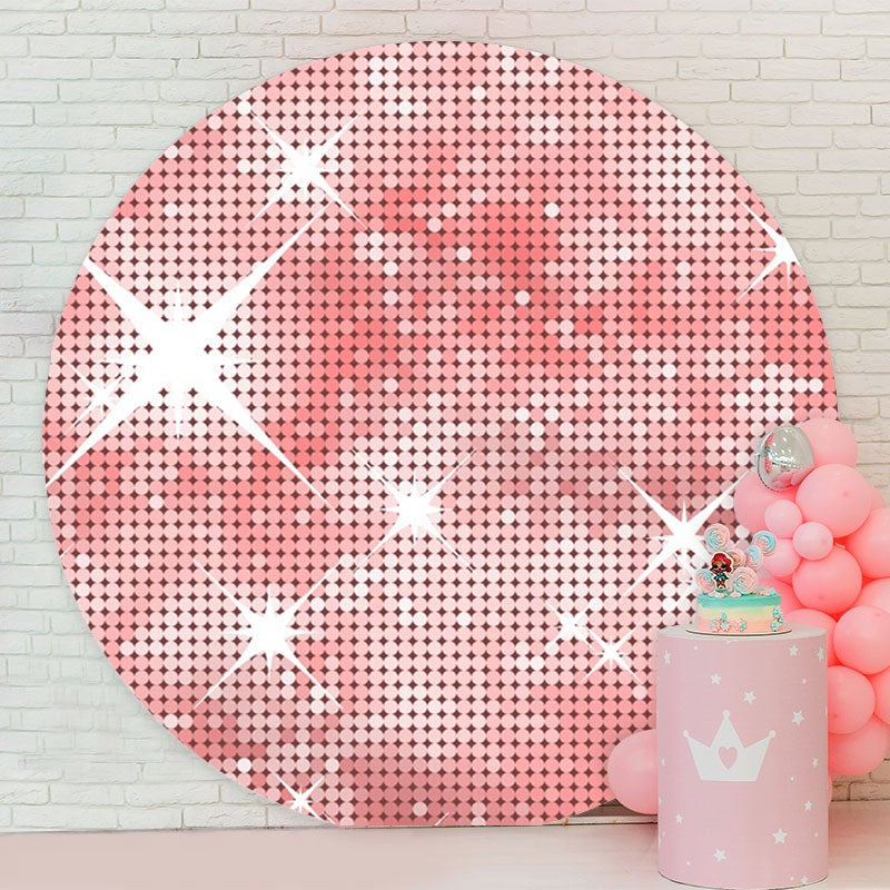 Aperturee - Pink Sliver Bokeh Round Birthday Party Backdrop