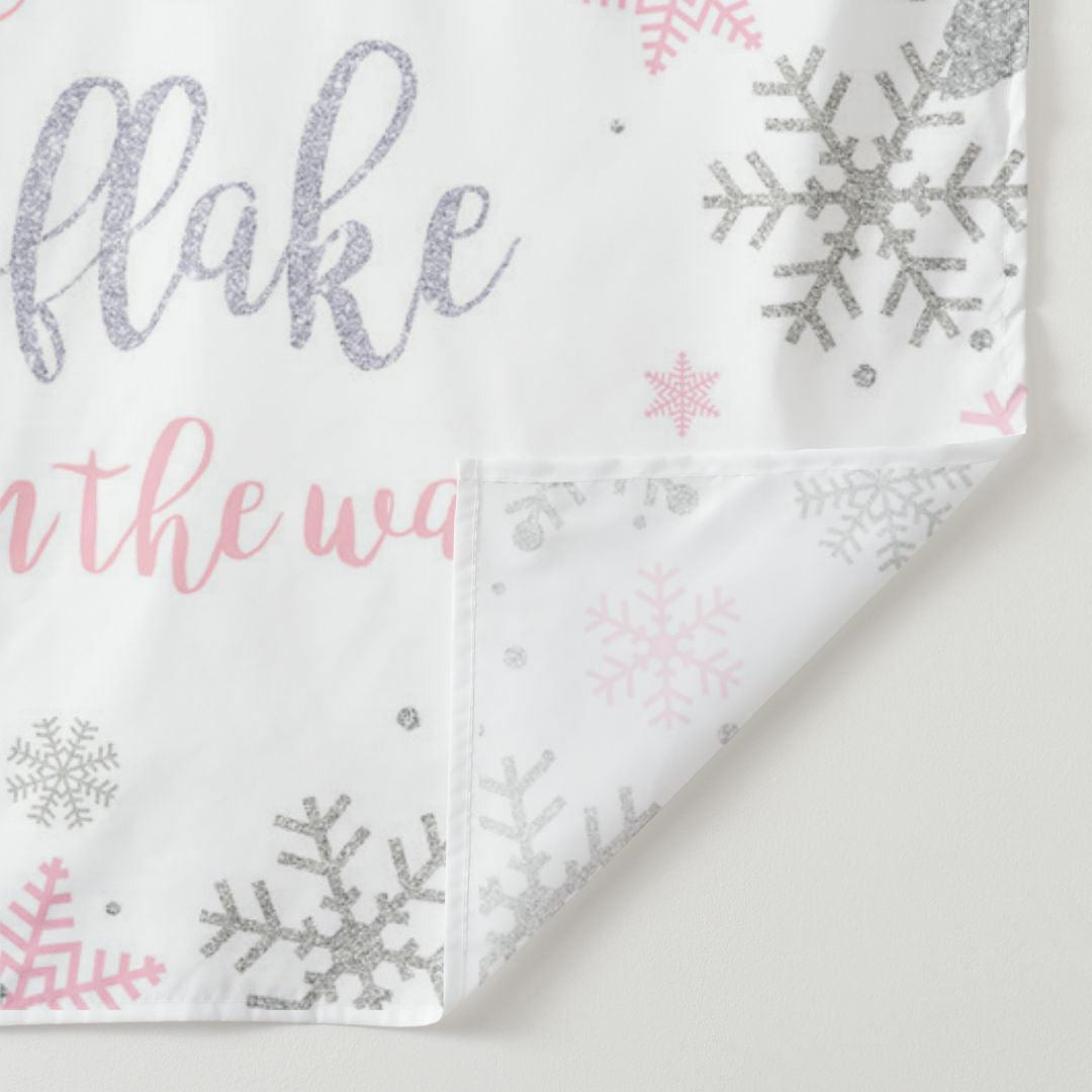 Aperturee - Pink Snowflake Floral Baby Shower Winter Backdrop