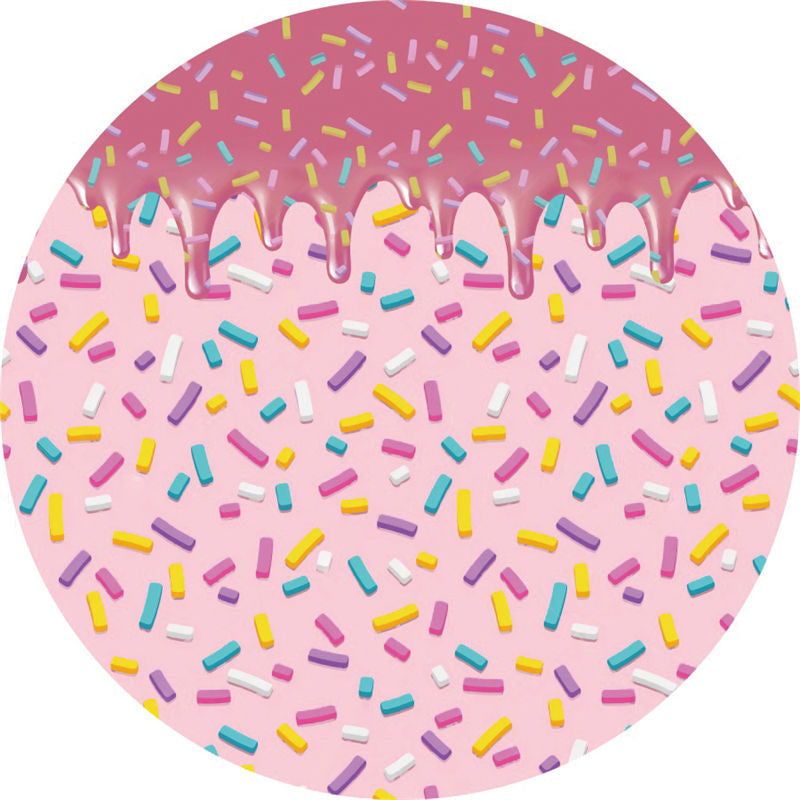 Aperturee - Pink Sweet Candy Round Girls Birthday Backdrop