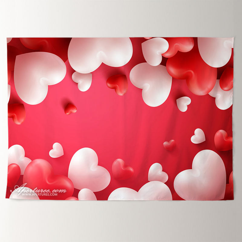 Aperturee - Pink White Balloons Curtain Valentines Backdrop