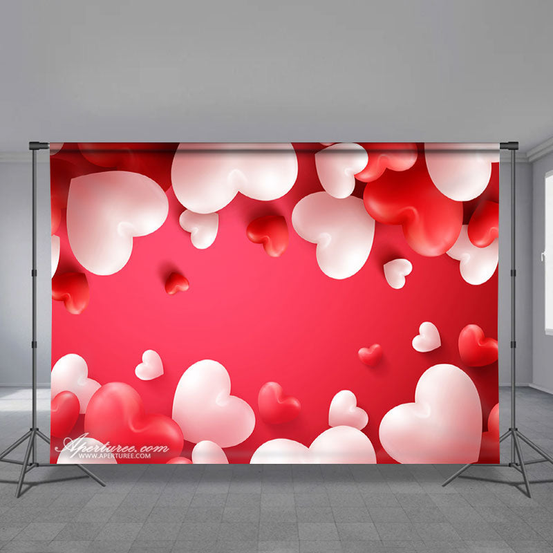 Aperturee - Pink White Balloons Curtain Valentines Backdrop